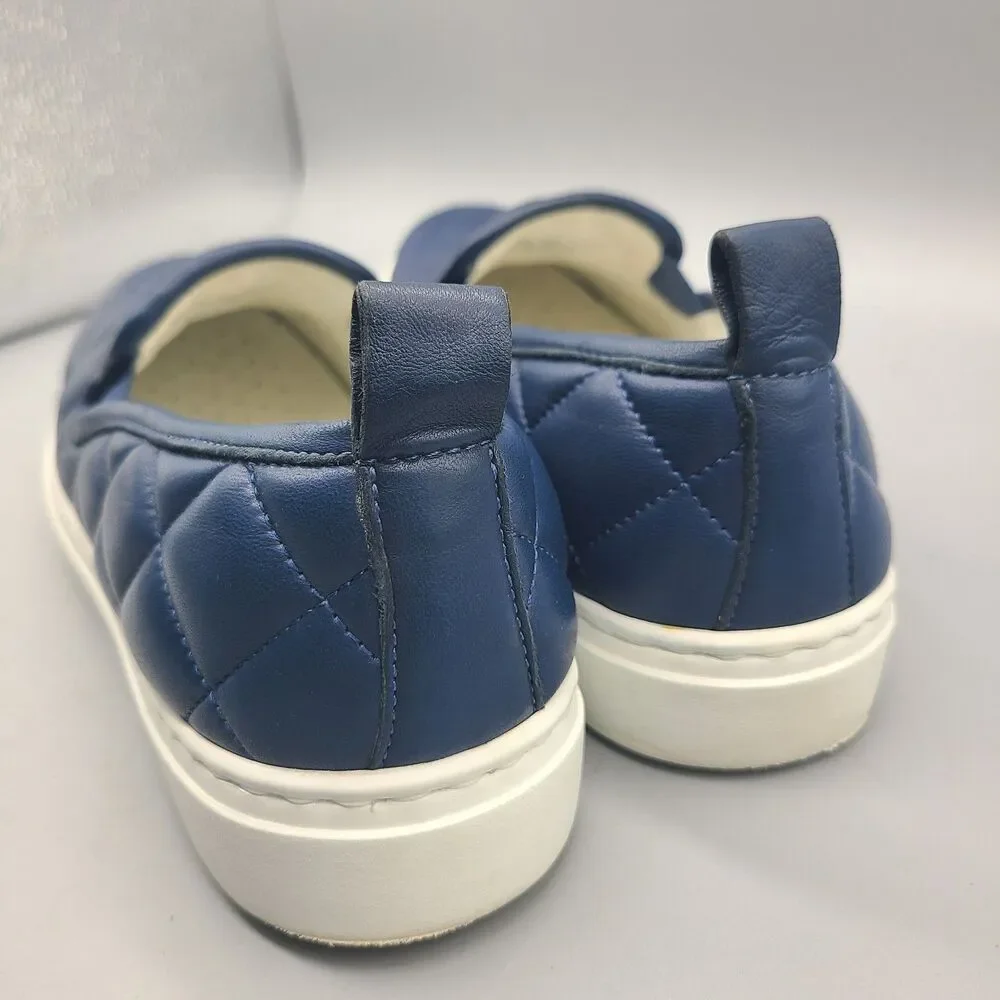 M. Gemi Slip On Sneakers navy blue leather quilted  comfort US 7/ EUR 38 Italy